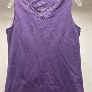 Christopher & Banks Purple Tank Top with Lace Detail